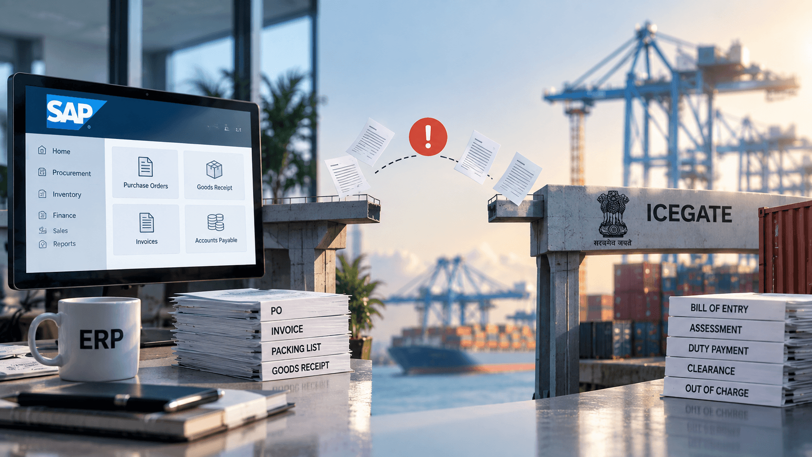 SAP customs integration in India connecting ERP data with ICEGATE customs clearance workflows to reduce manual documentation and clearance gaps